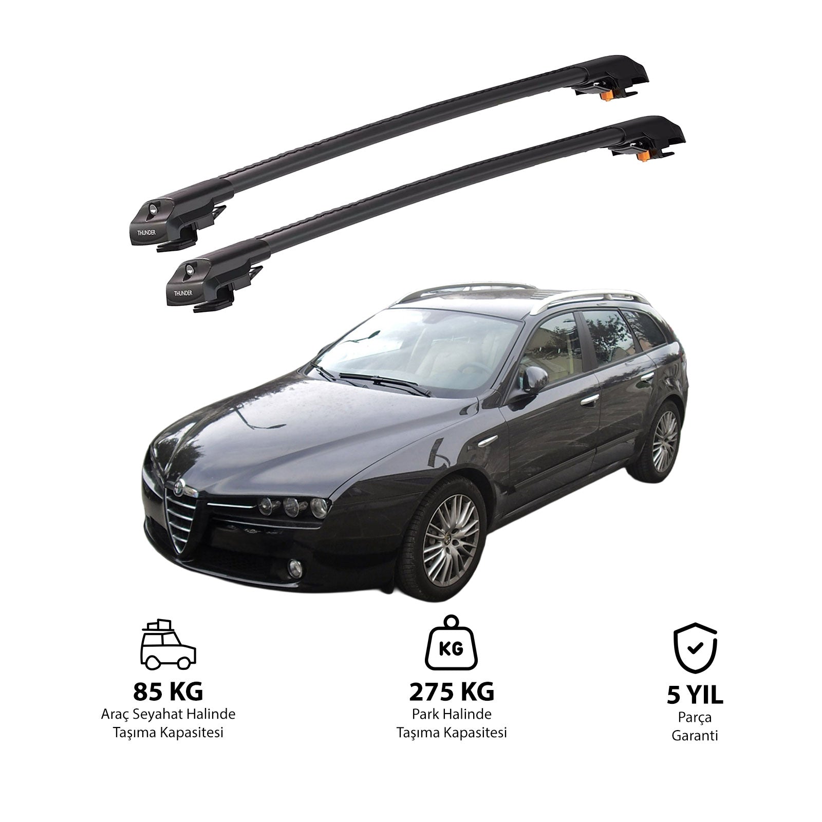 ALFA ROMEO 159 SPORTWAGON 2006-2011 TRX1 Thunder Carrier Barres transversales pour galerie de toit de voiture, 2 barres