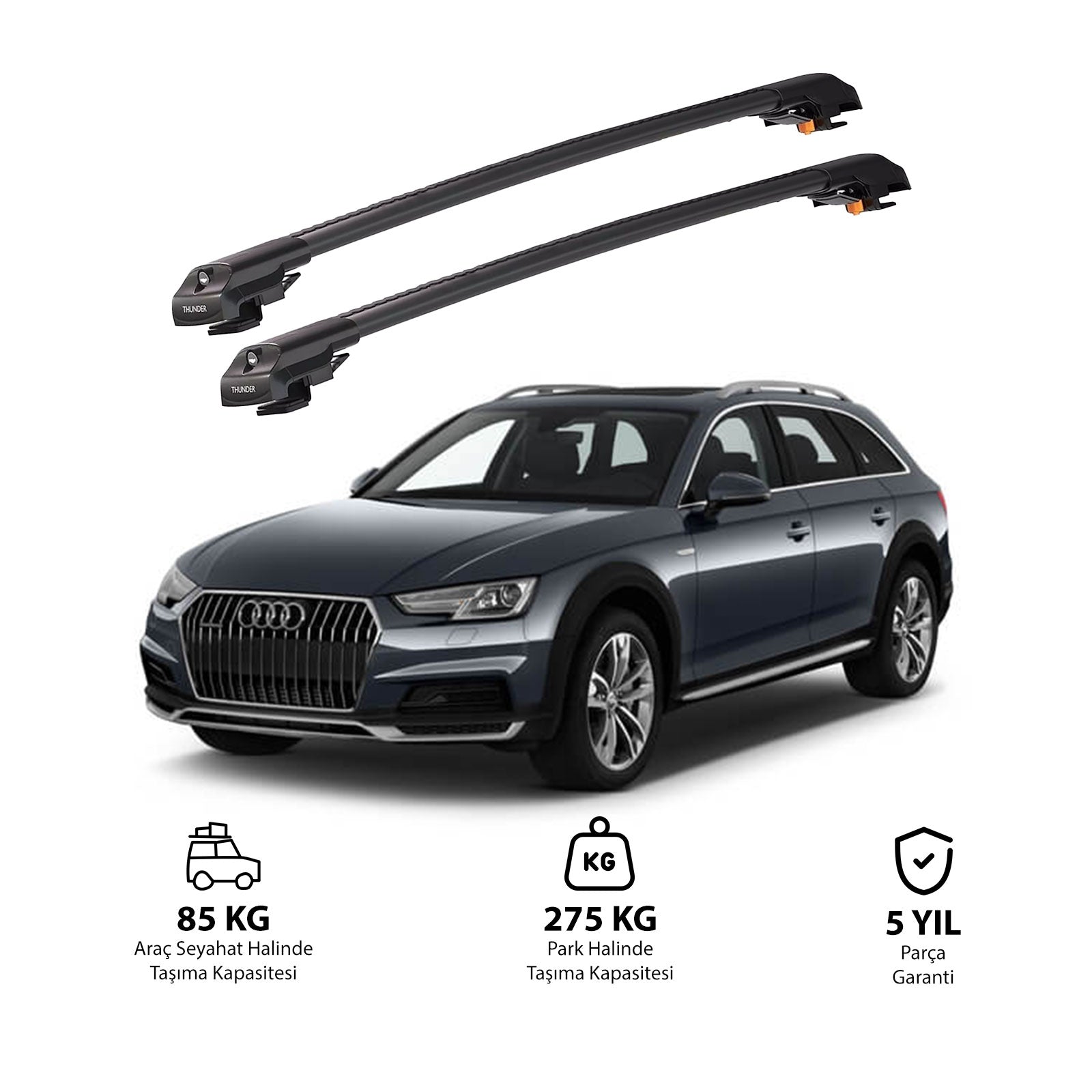 AUDI A4 ALLROAD 2016 et modèles ultérieurs TRX1 Thunder Carrier Barres transversales pour galerie de toit de voiture, 2 barres