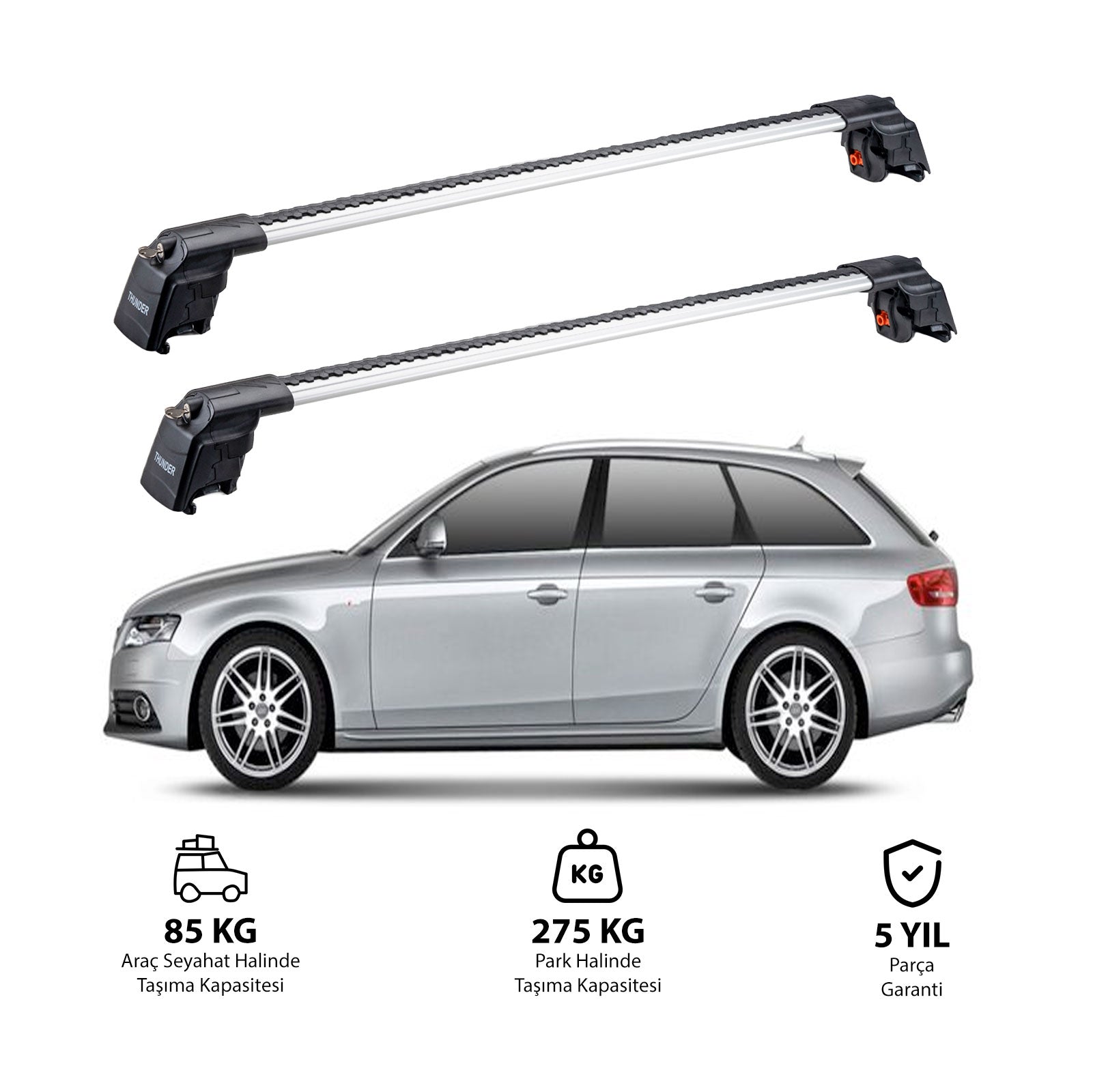 AUDI A4 AVANT 2008-2015 TRX2 Thunder Carrier Barres transversales pour galerie de toit 2 barres