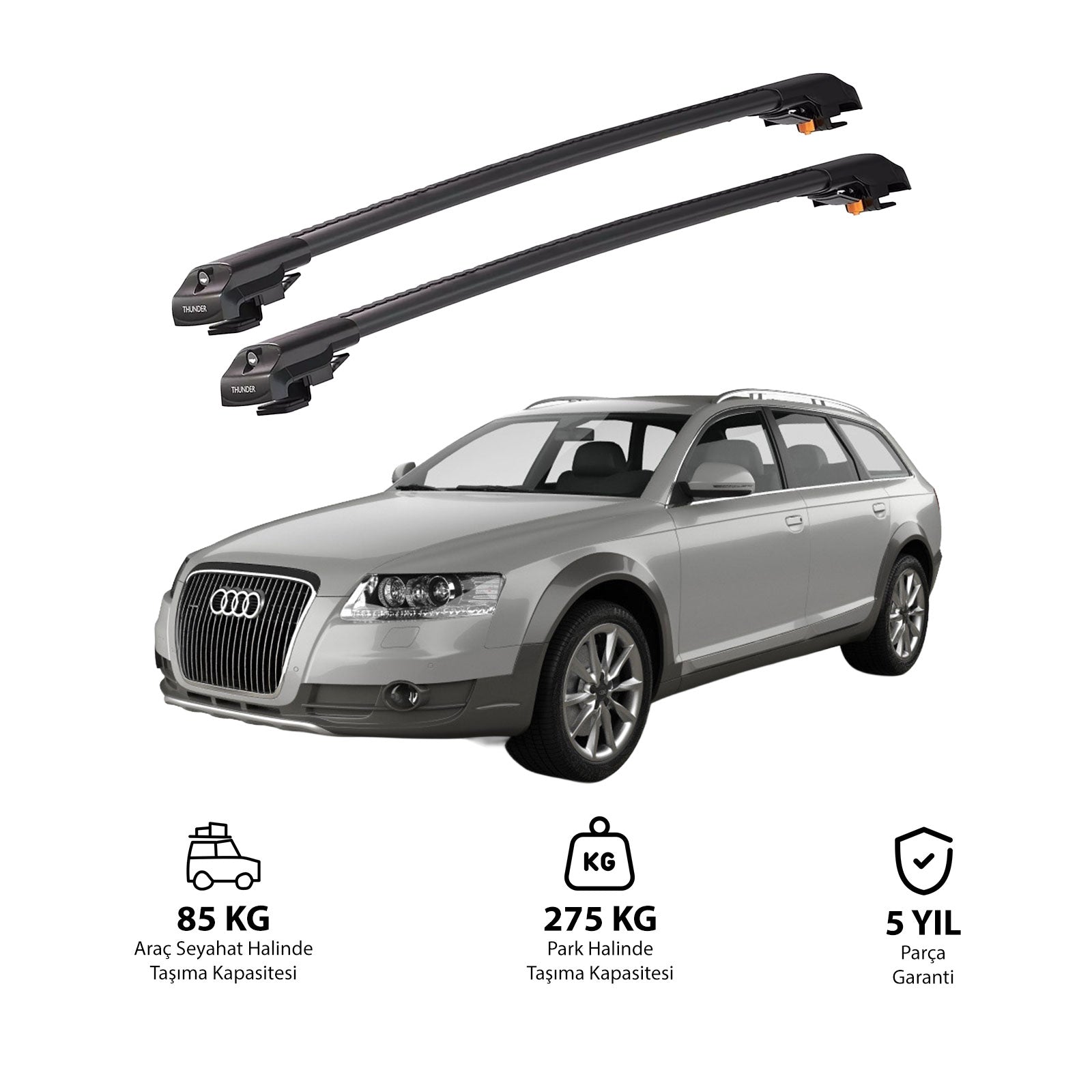AUDI A6 ALLROAD 2006-2011 TRX1 Thunder Carrier Barres transversales pour galerie de toit de voiture, 2 barres