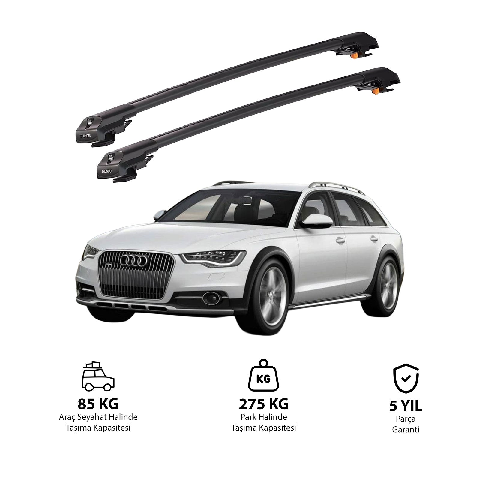 AUDI A6 ALLROAD 2012-2018 TRX1 Thunder Carrier Barres transversales pour galerie de toit de voiture, 2 barres