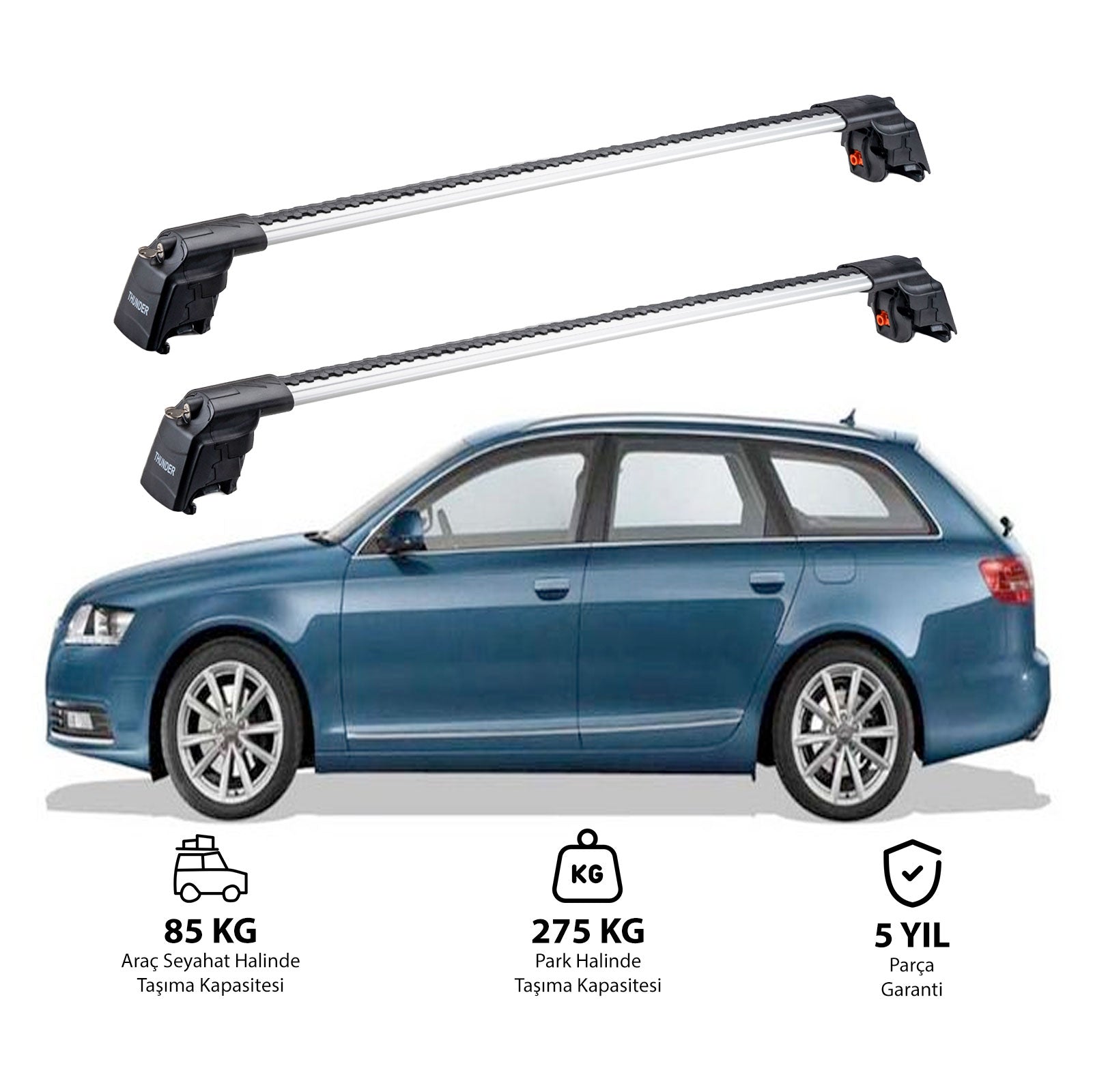 AUDI A6 AVANT 2005-2010 TRX2 Thunder Carrier Barres transversales pour galerie de toit 2 barres