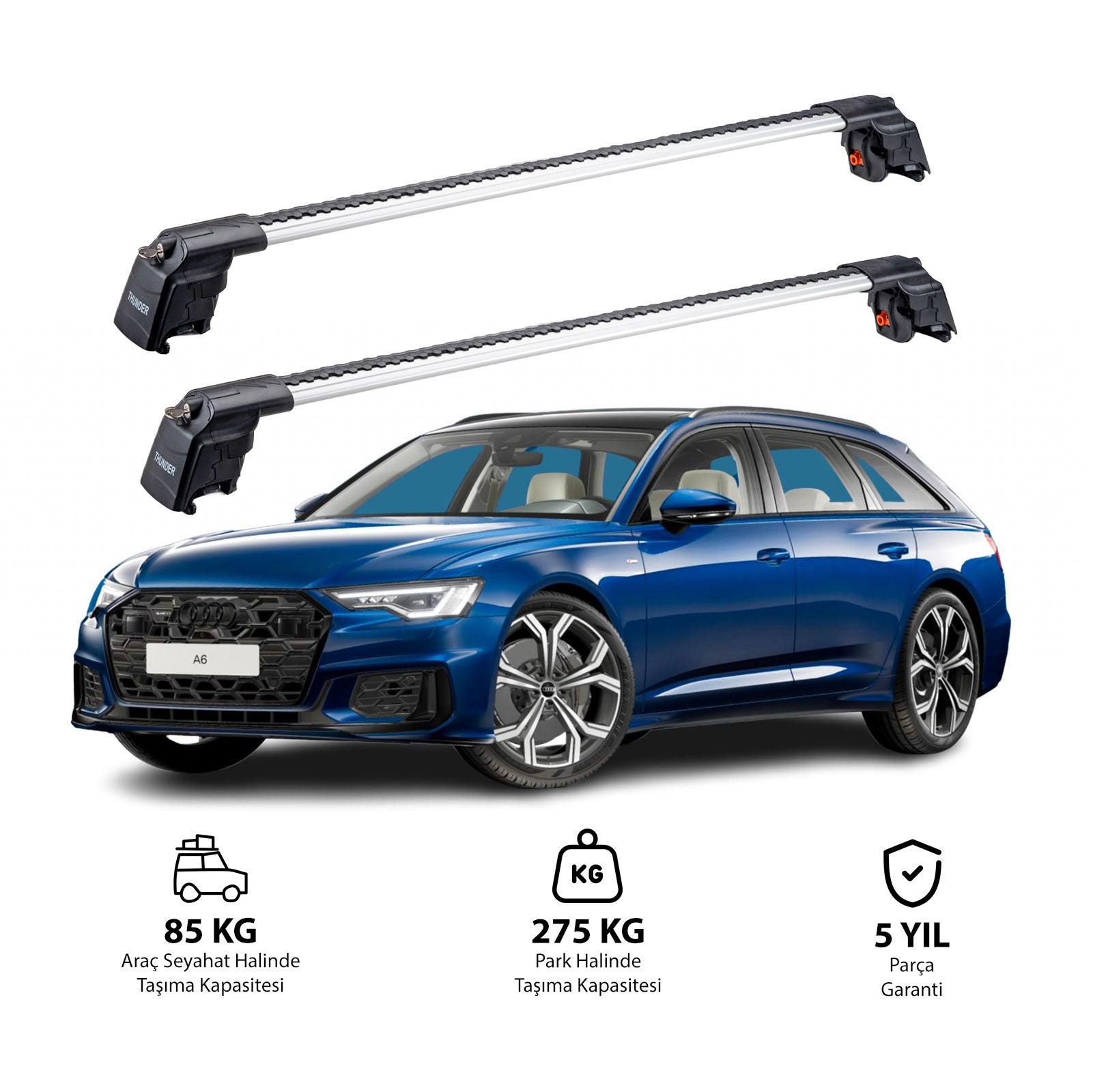 AUDI A6 AVANT 2019 et modèles ultérieurs TRX2 Thunder Carrier Barres transversales pour galerie de toit 2 barres