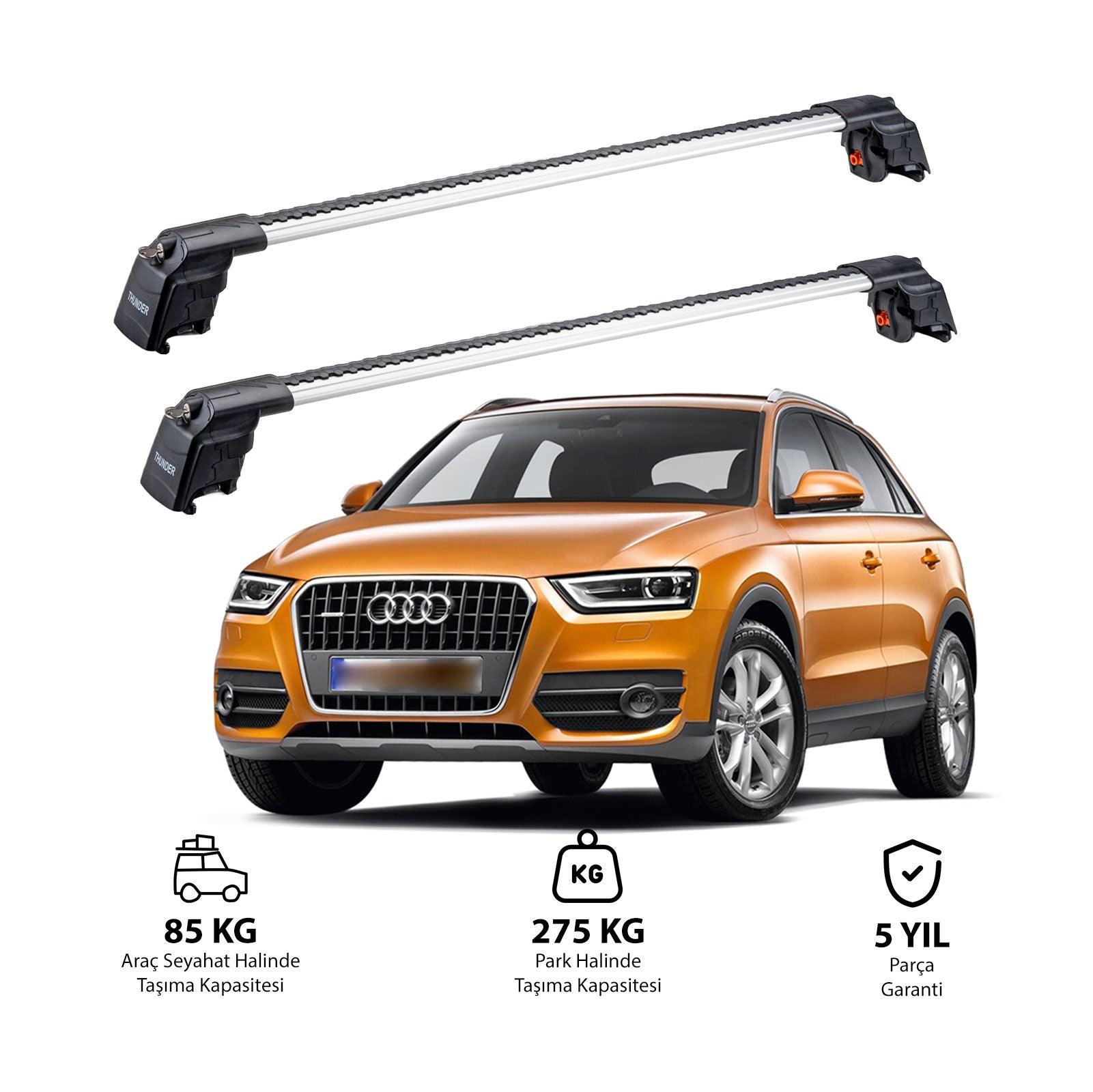 AUDI Q3 2012-2018 TRX2 Thunder Carrier Barres transversales pour galerie de toit 2 barres