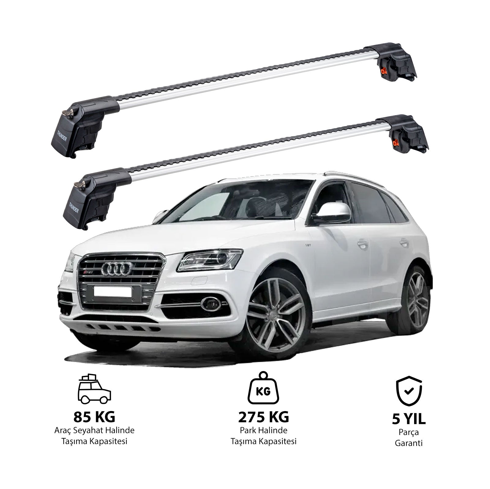 AUDI Q5 2009-2017 TRX2 Thunder Carrier Barres transversales pour galerie de toit 2 barres