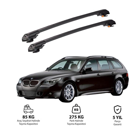 BMW 5 SERİSİ TOURING 2004-2010 TRX1 Thunder Carrier Barres transversales pour galerie de toit de voiture, 2 barres