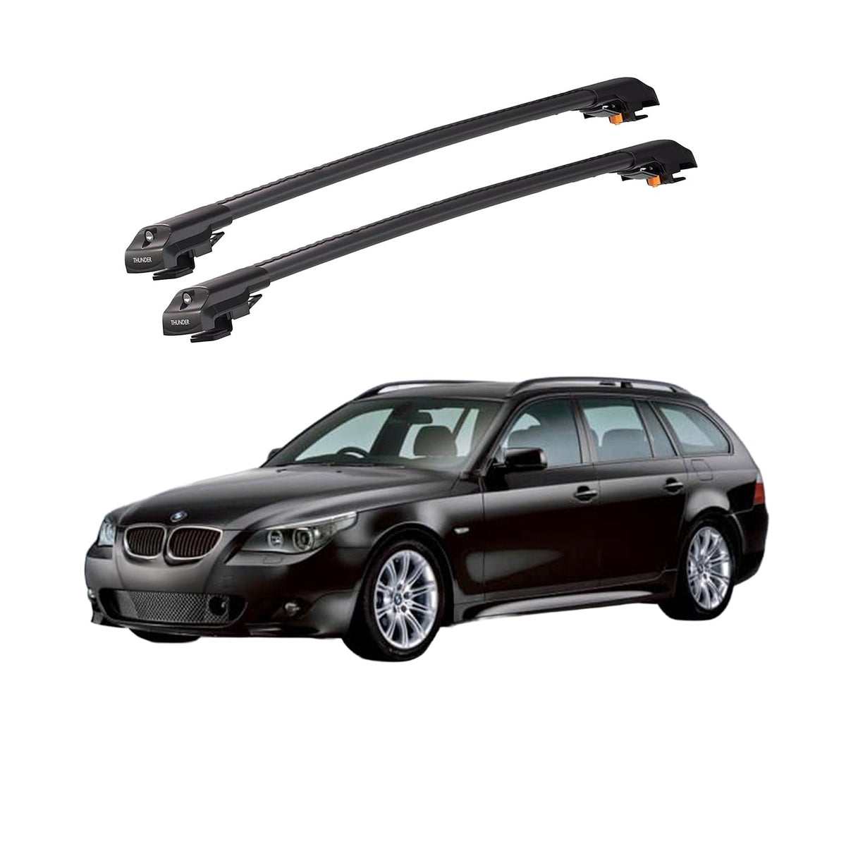 BMW 5 SERİSİ TOURING 2004-2010 TRX1 Thunder Carrier Barres transversales pour galerie de toit de voiture, 2 barres