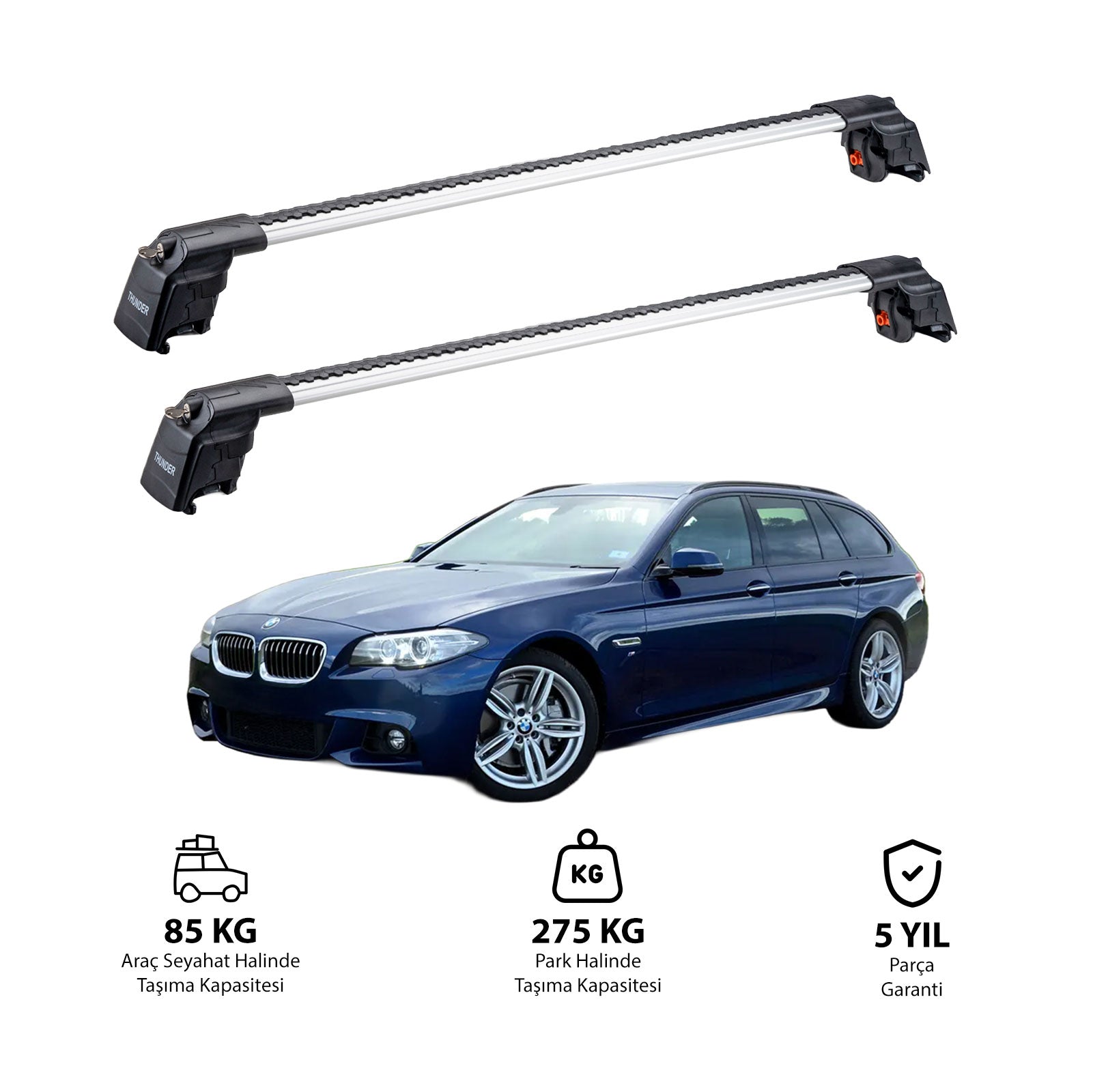 BMW 5 SERIES 2010-2017 TRX2 Thunder Carrier Barres transversales pour galerie de toit 2 barres