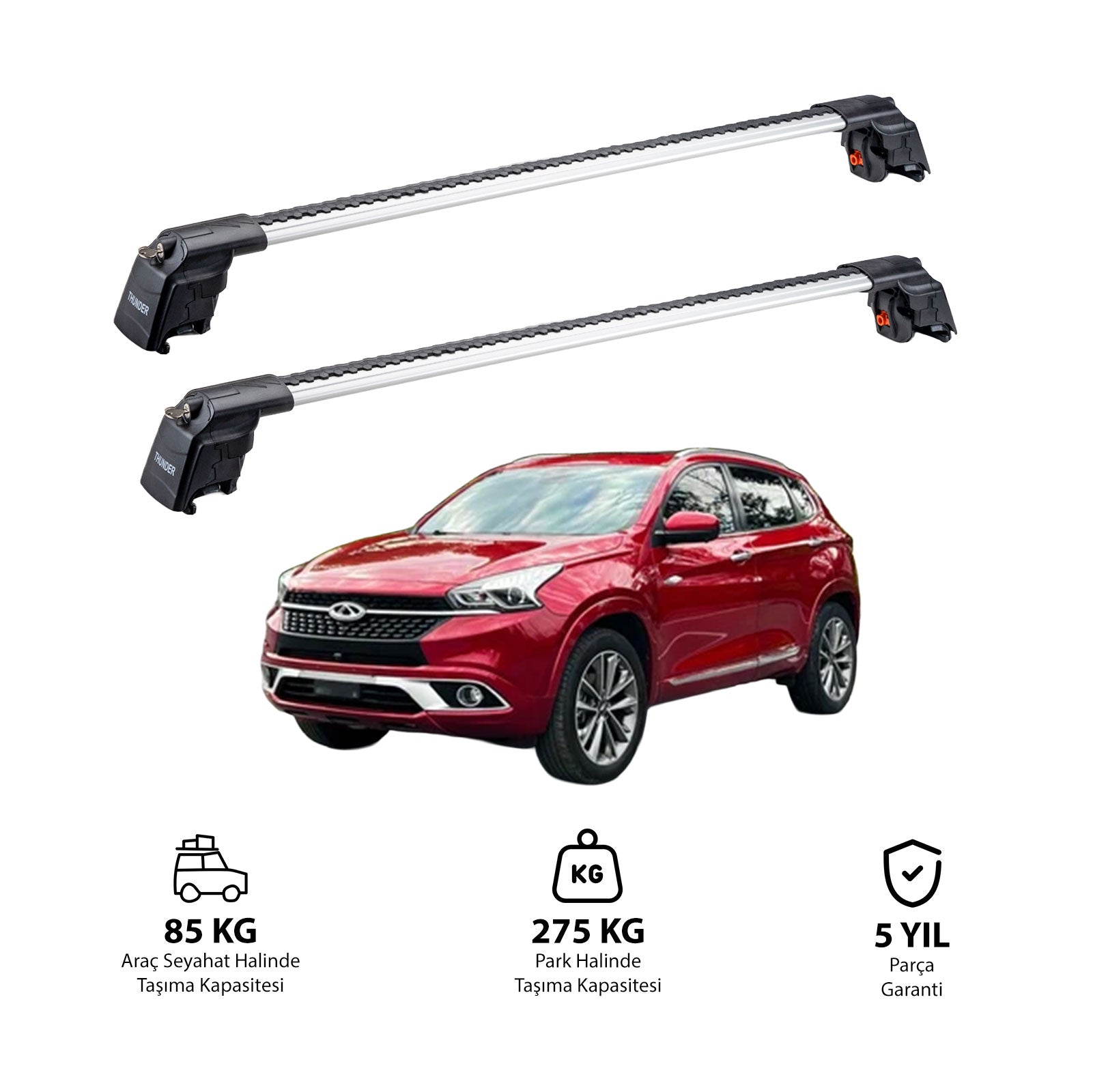 CHERY TIGGO 7 2016-2019 TRX2 Thunder Carrier Barres transversales pour galerie de toit 2 barres