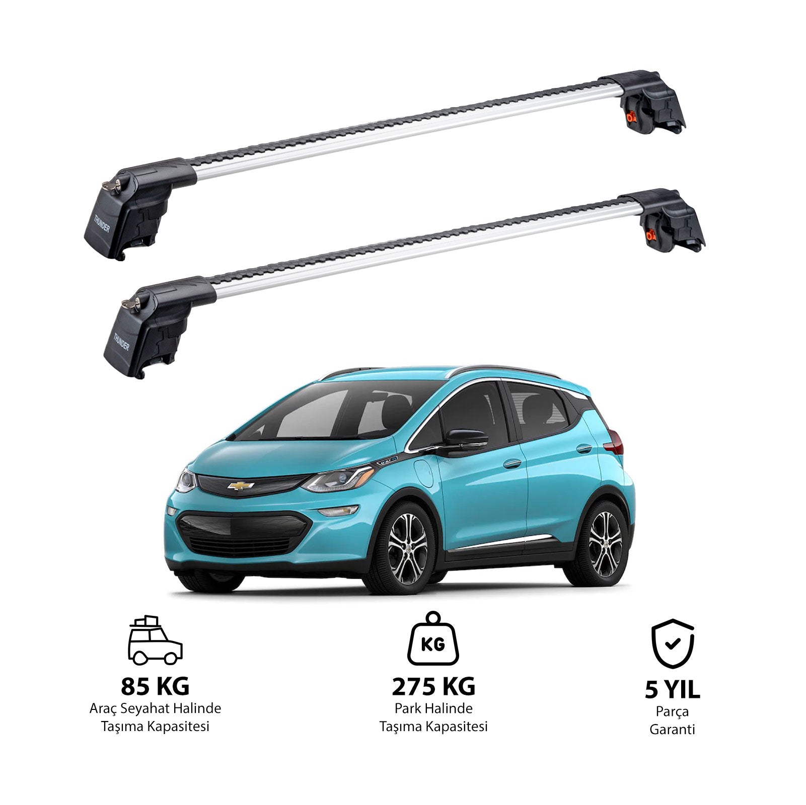 CHEVROLET BOLT 2017 et modèles ultérieurs TRX2 Thunder Carrier Barres transversales pour galerie de toit 2 barres