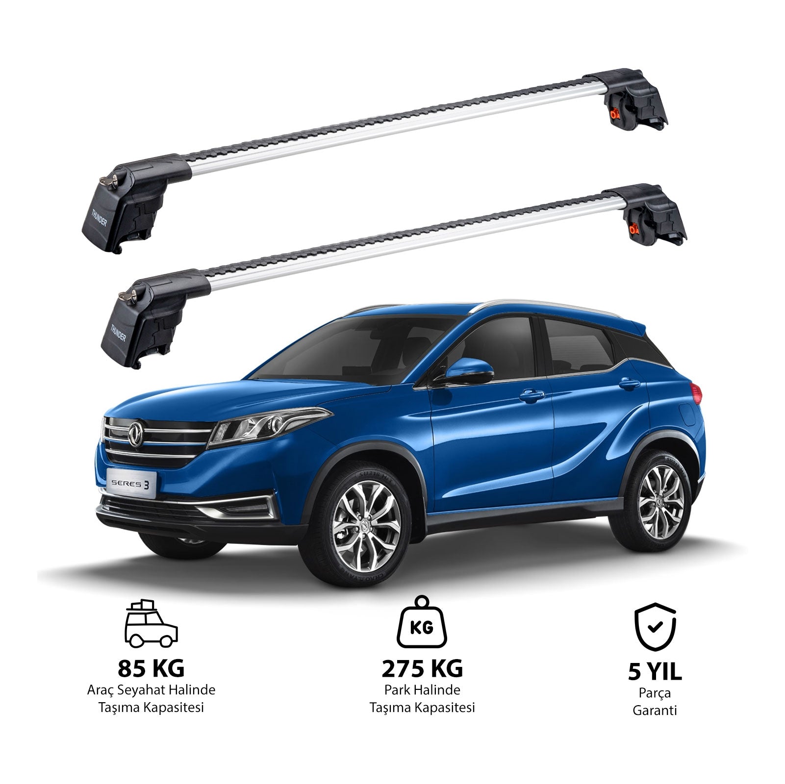 DONGFENG SERES E3 2020 et modèles ultérieurs TRX2 Thunder Carrier Barres transversales pour galerie de toit 2 barres