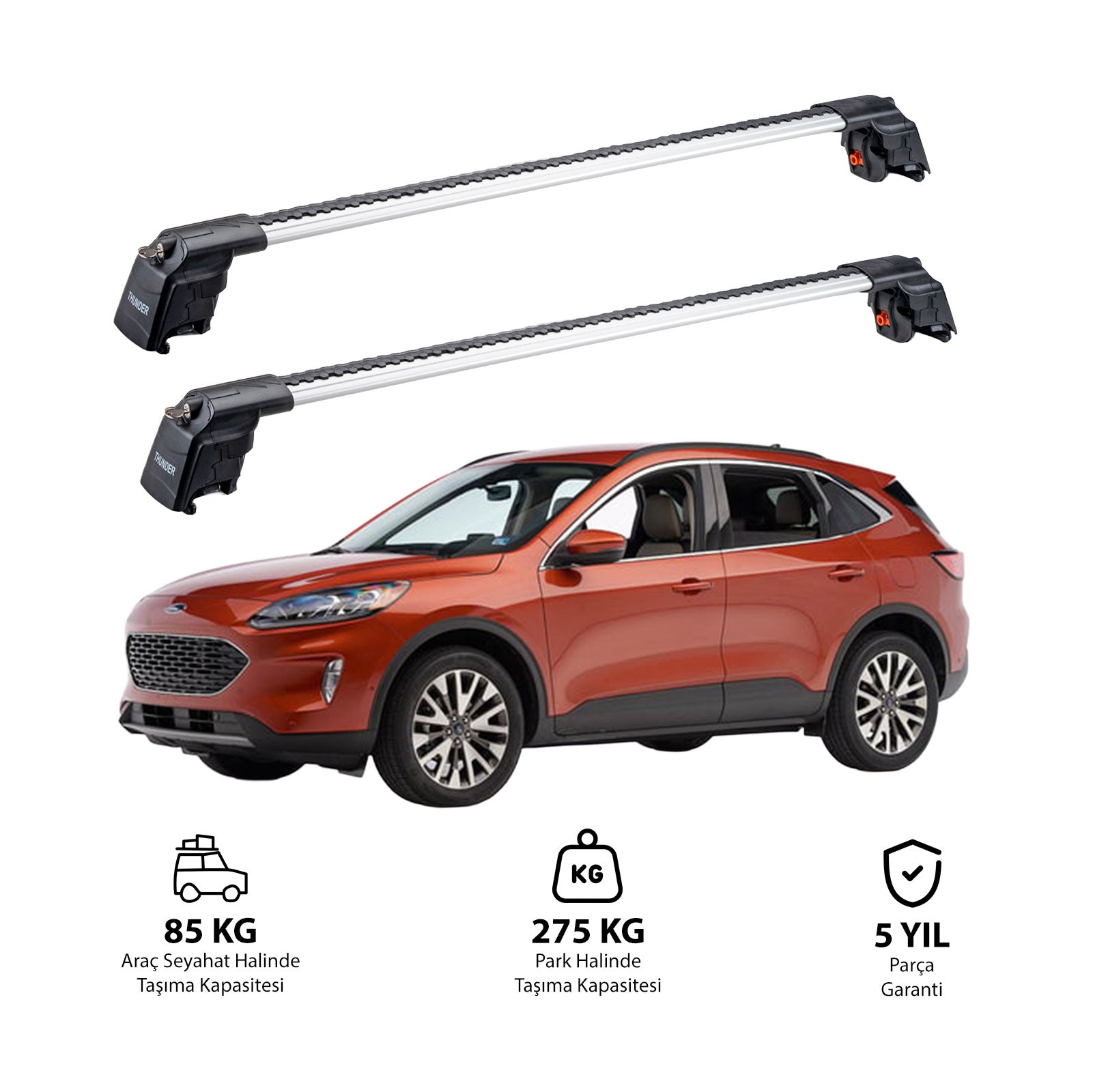 FORD ESCAPE 2020 et modèles ultérieurs TRX2 Thunder Carrier Barres transversales pour galerie de toit 2 barres