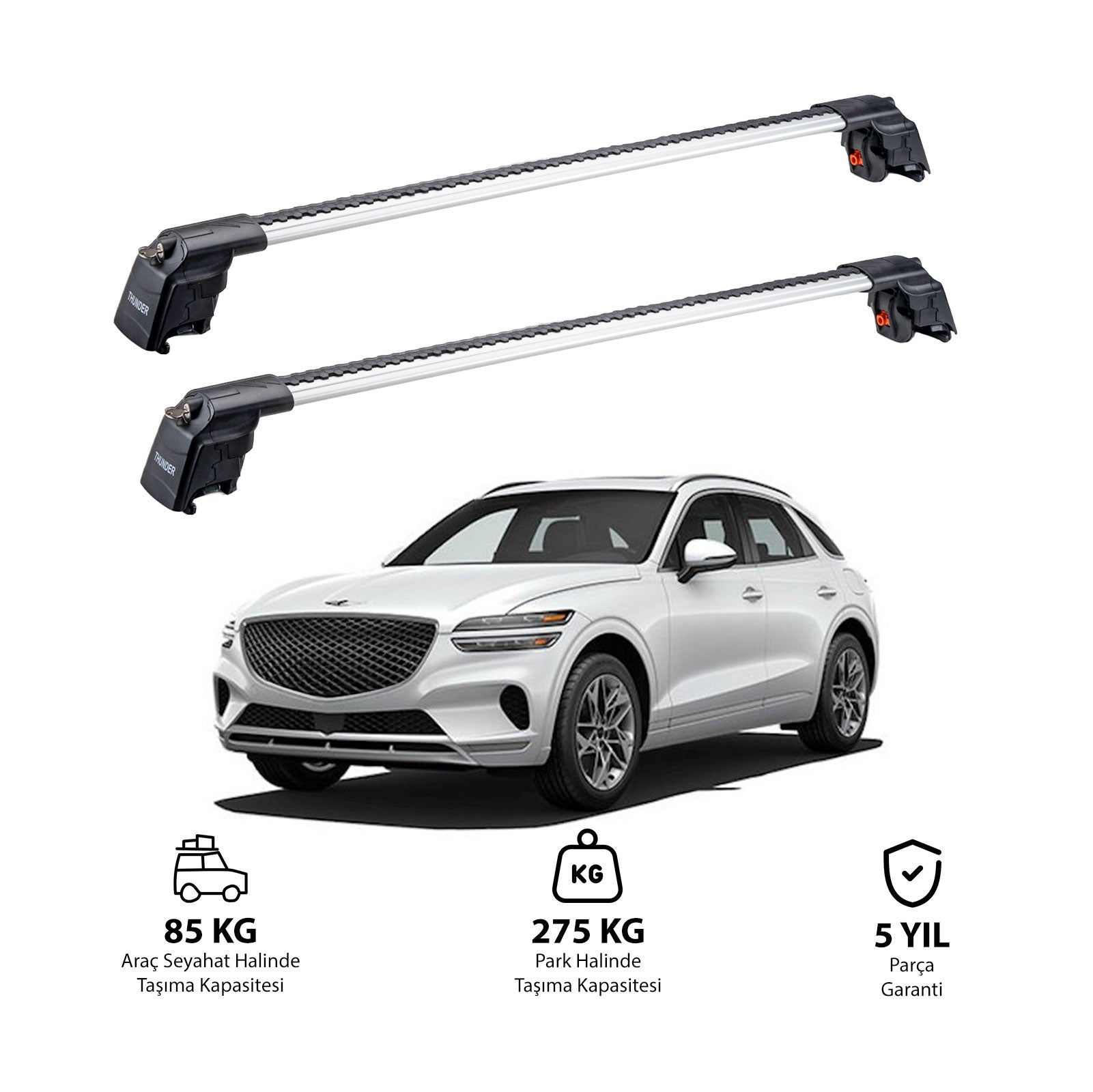 GENESIS GV70 2020 et modèles ultérieurs TRX2 Thunder Carrier Barres transversales pour galerie de toit 2 barres