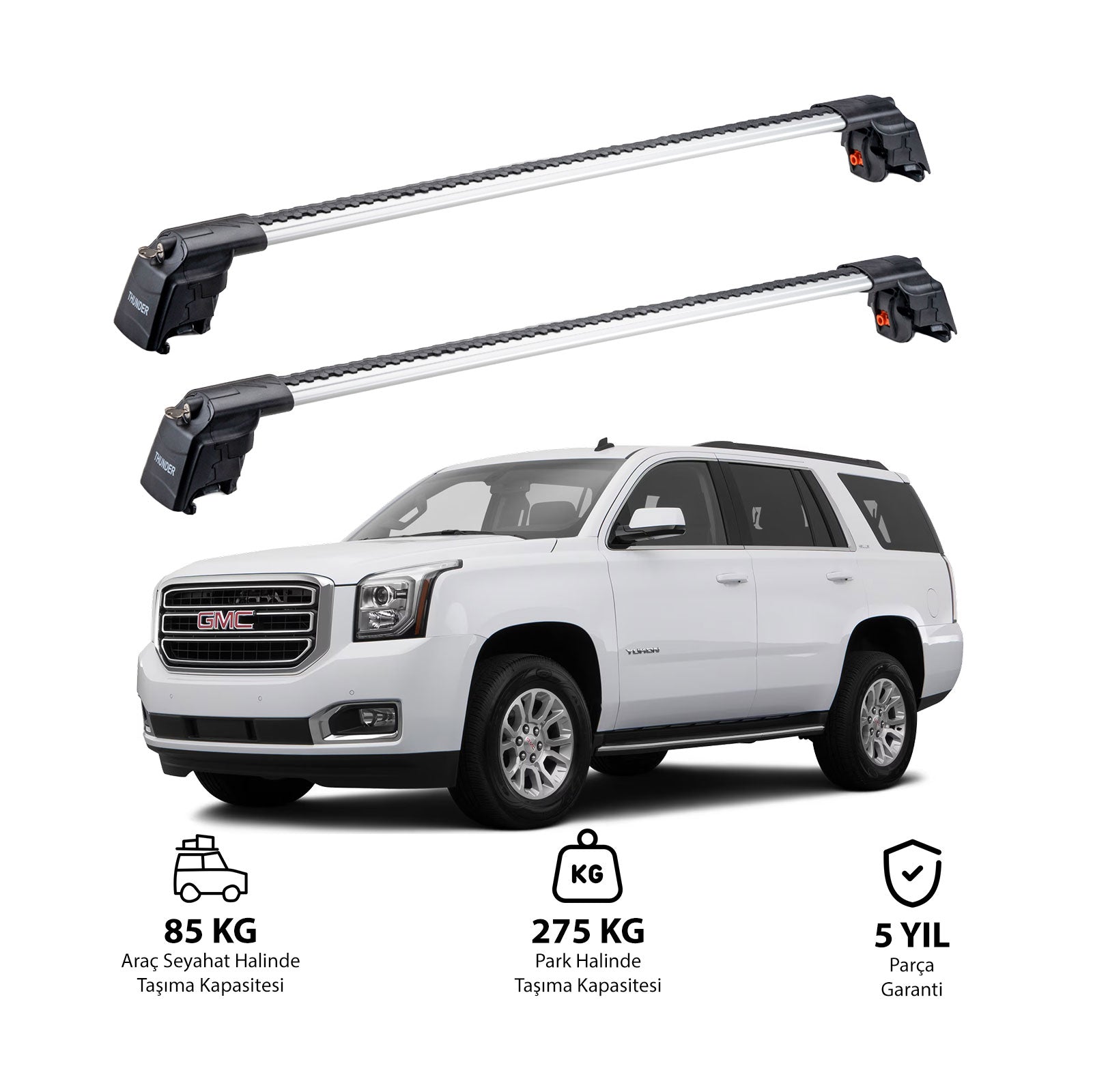 GMC YUKON 2015-2020 TRX2 Thunder Carrier Barres transversales pour galerie de toit 2 barres