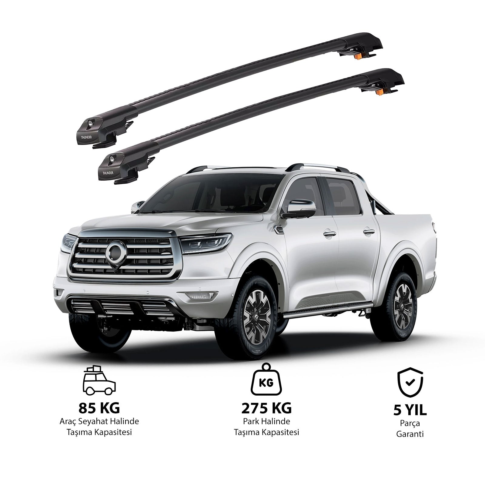 GREAT WALL CANNON 2019 et modèles ultérieurs TRX1 Thunder Carrier Barres transversales pour galerie de toit de voiture, 2 barres