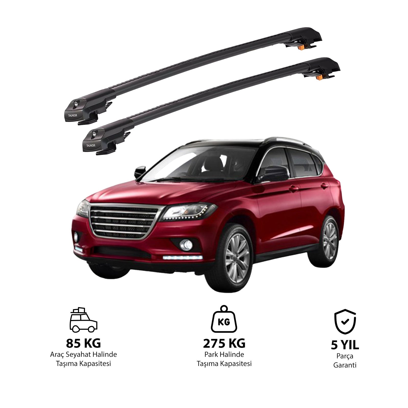 GREAT WALL HAVAL H2 2015 et modèles ultérieurs TRX1 Thunder Carrier Barres transversales pour galerie de toit de voiture, 2 barres