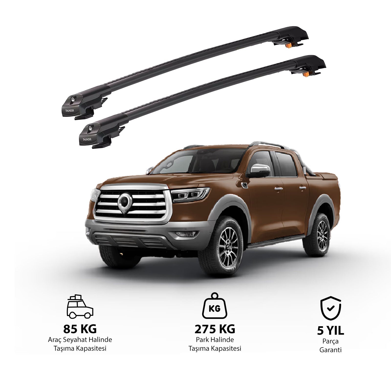 GREAT WALL POER 2019 et modèles ultérieurs TRX1 Thunder Carrier Barres transversales pour galerie de toit de voiture, 2 barres