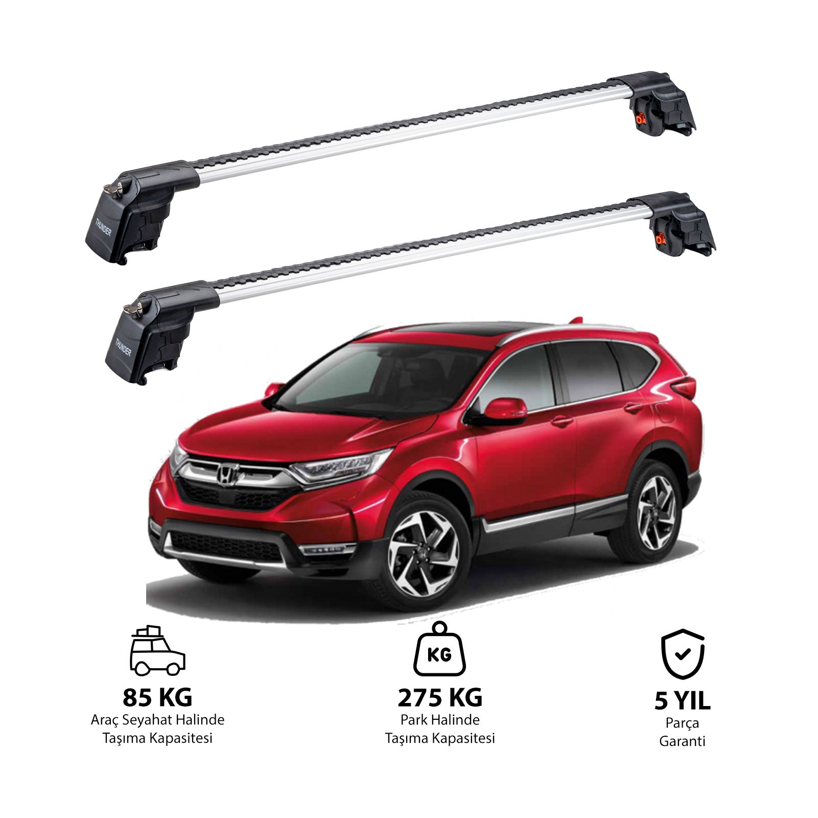 HONDA CR-V 2019 et modèles ultérieurs TRX2 Thunder Carrier Barres transversales pour galerie de toit 2 barres