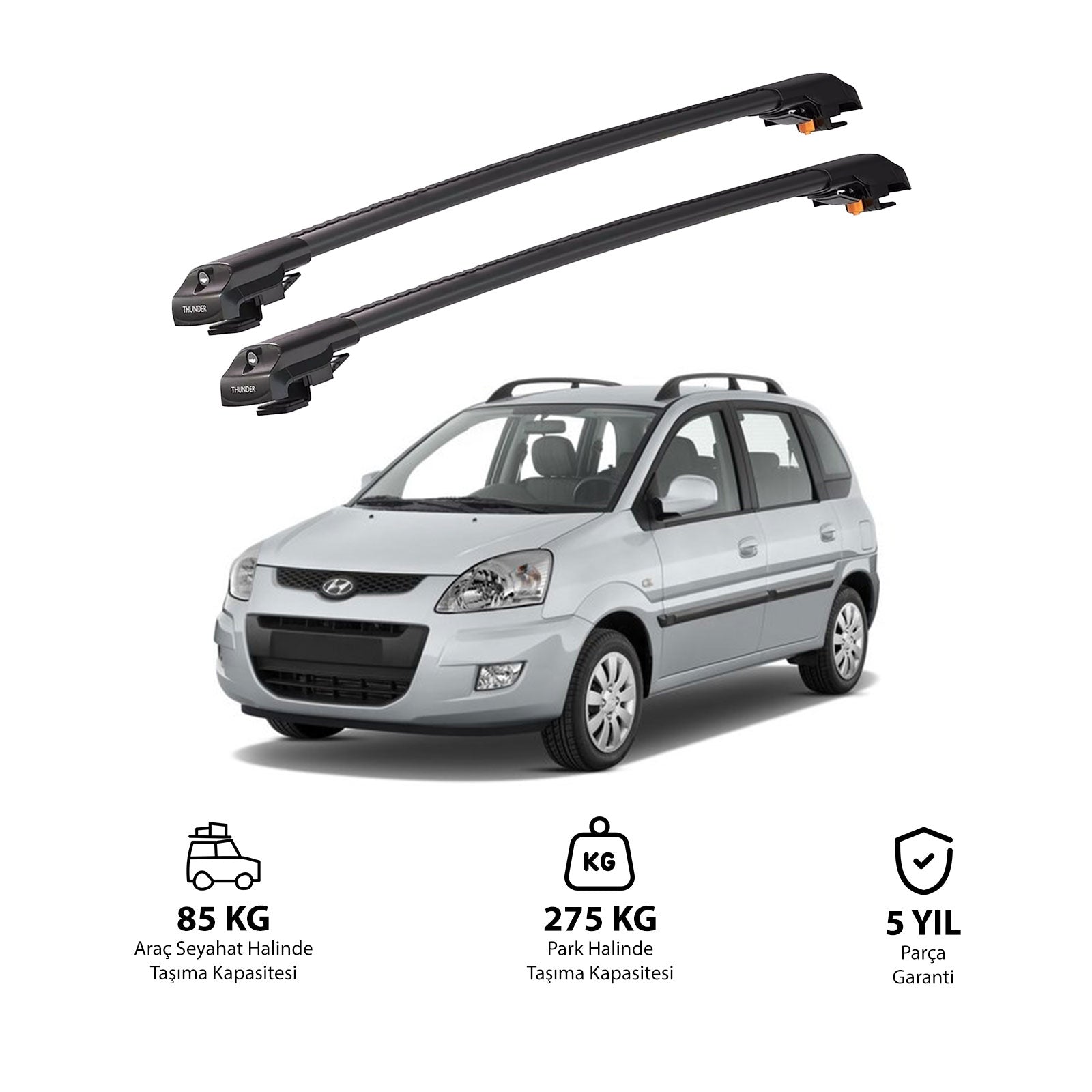 HYUNDAI LAVITA 2001-2010 TRX1 Thunder Carrier Barres transversales pour galerie de toit de voiture, 2 barres