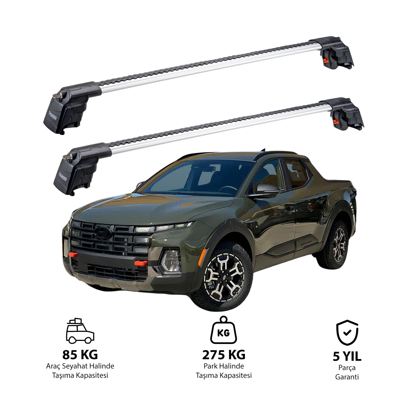 HYUNDAI SANTA CRUZ 2022 et modèles ultérieurs TRX2 Thunder Carrier Barres transversales pour galerie de toit 2 barres