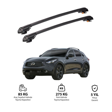 INFINITI QX70 2013 et modèles ultérieurs TRX1 Thunder Carrier Barres transversales pour galerie de toit de voiture, 2 barres