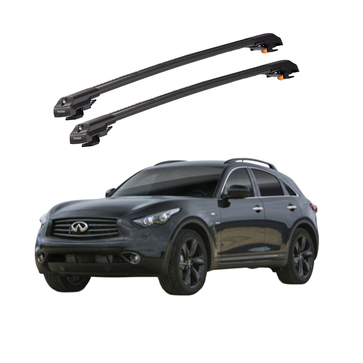 INFINITI QX70 2013 et modèles ultérieurs TRX1 Thunder Carrier Barres transversales pour galerie de toit de voiture, 2 barres