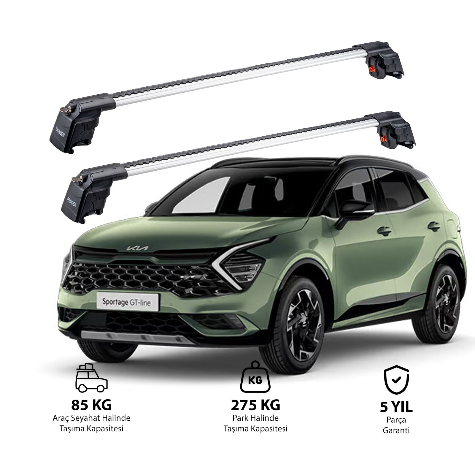 KIA NIRO 2017-2022 TRX2 Thunder Carrier Barres transversales pour galerie de toit 2 barres