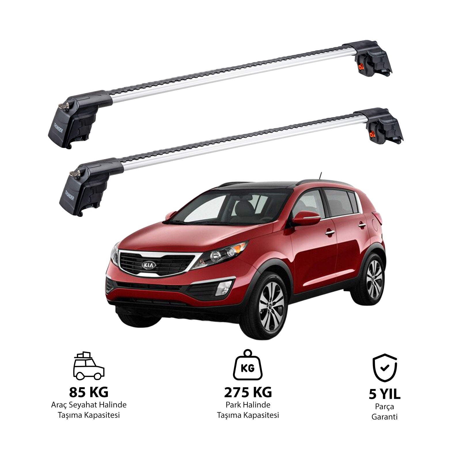 KIA SPORTAGE 2010-2015 TRX2 Thunder Carrier Barres transversales pour galerie de toit 2 barres
