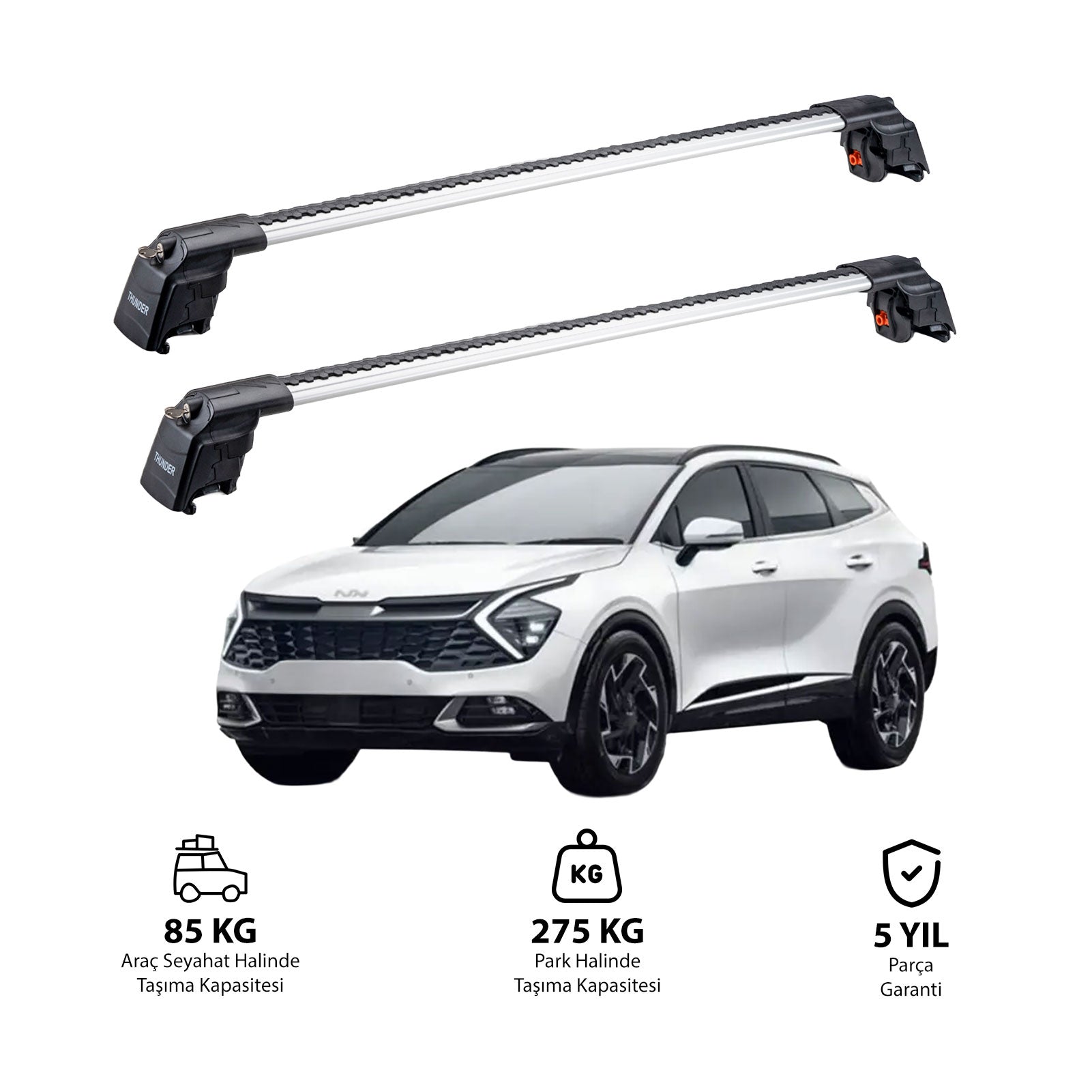 KIA SPORTAGE X-LINE 2022 et modèles ultérieurs TRX2 Thunder Carrier Barres transversales pour galerie de toit 2 barres