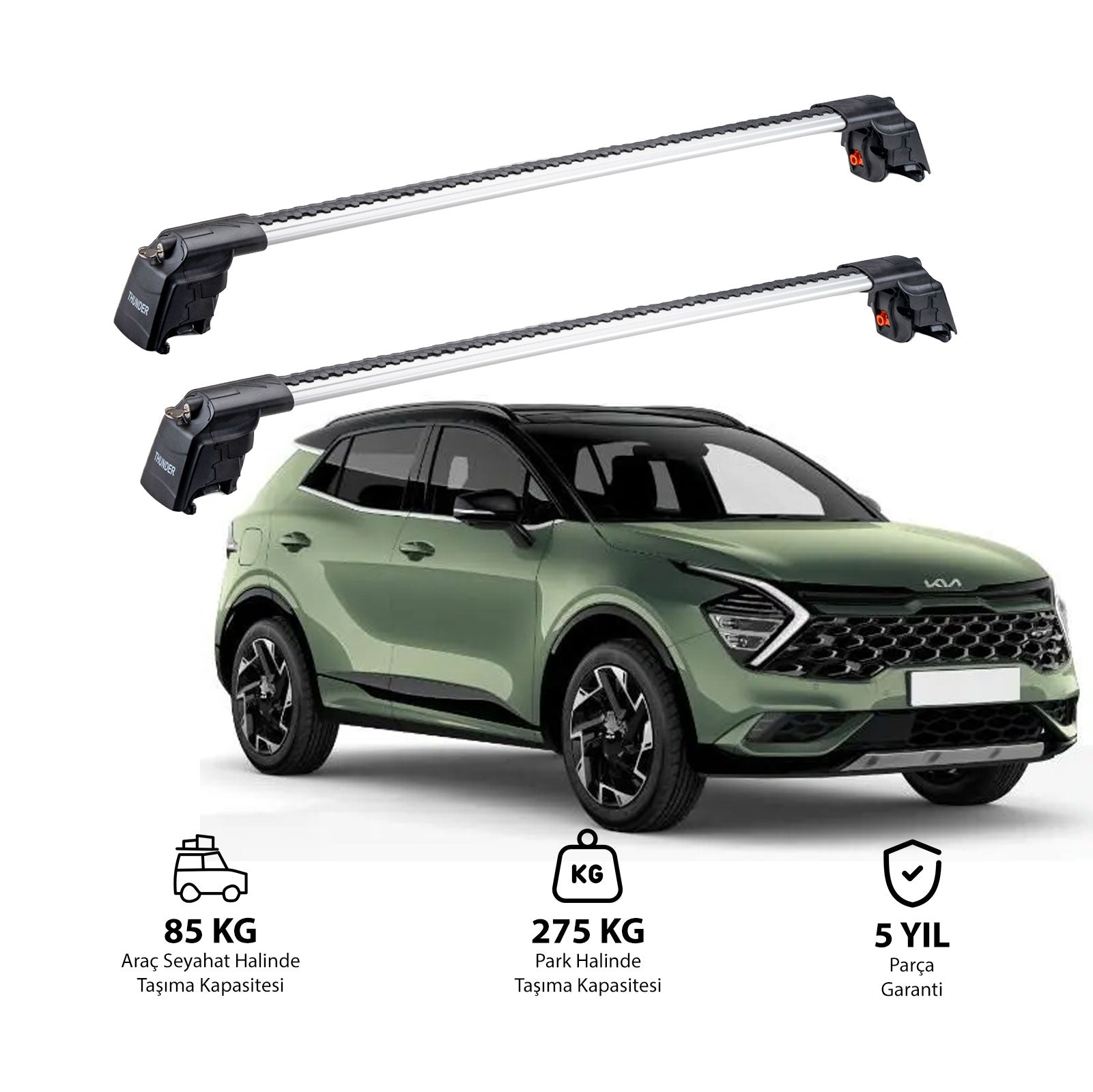 KIA SPORTAGE 2022 et modèles ultérieurs TRX2 Thunder Carrier Barres transversales pour galerie de toit 2 barres