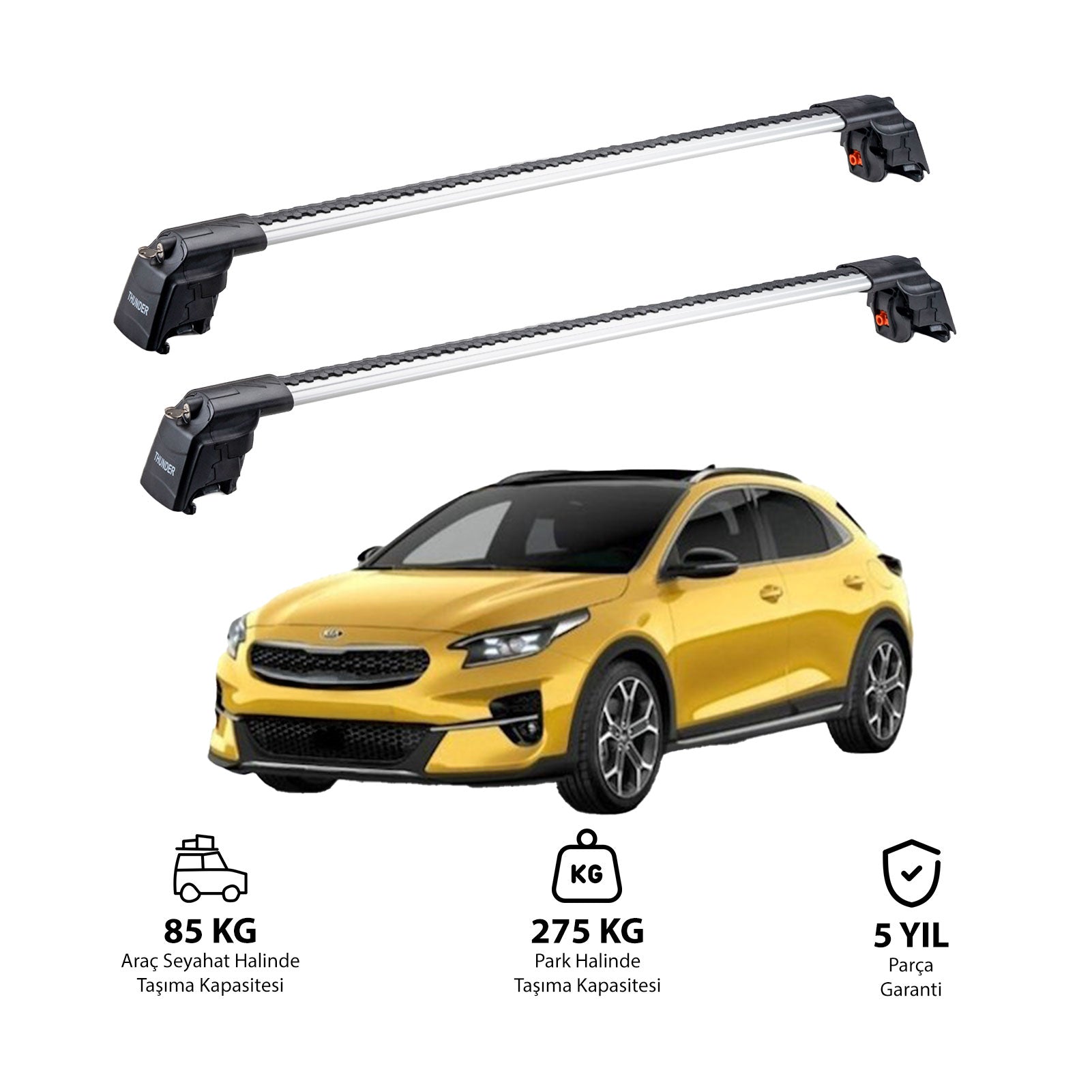 KIA XCEED 2019 et modèles ultérieurs TRX2 Thunder Carrier Barres transversales pour galerie de toit 2 barres