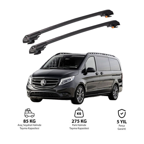 MERCEDES-BENZ VITO 2015 et modèles ultérieurs TRX1 Thunder Carrier Barres transversales pour galerie de toit de voiture, 2 barres