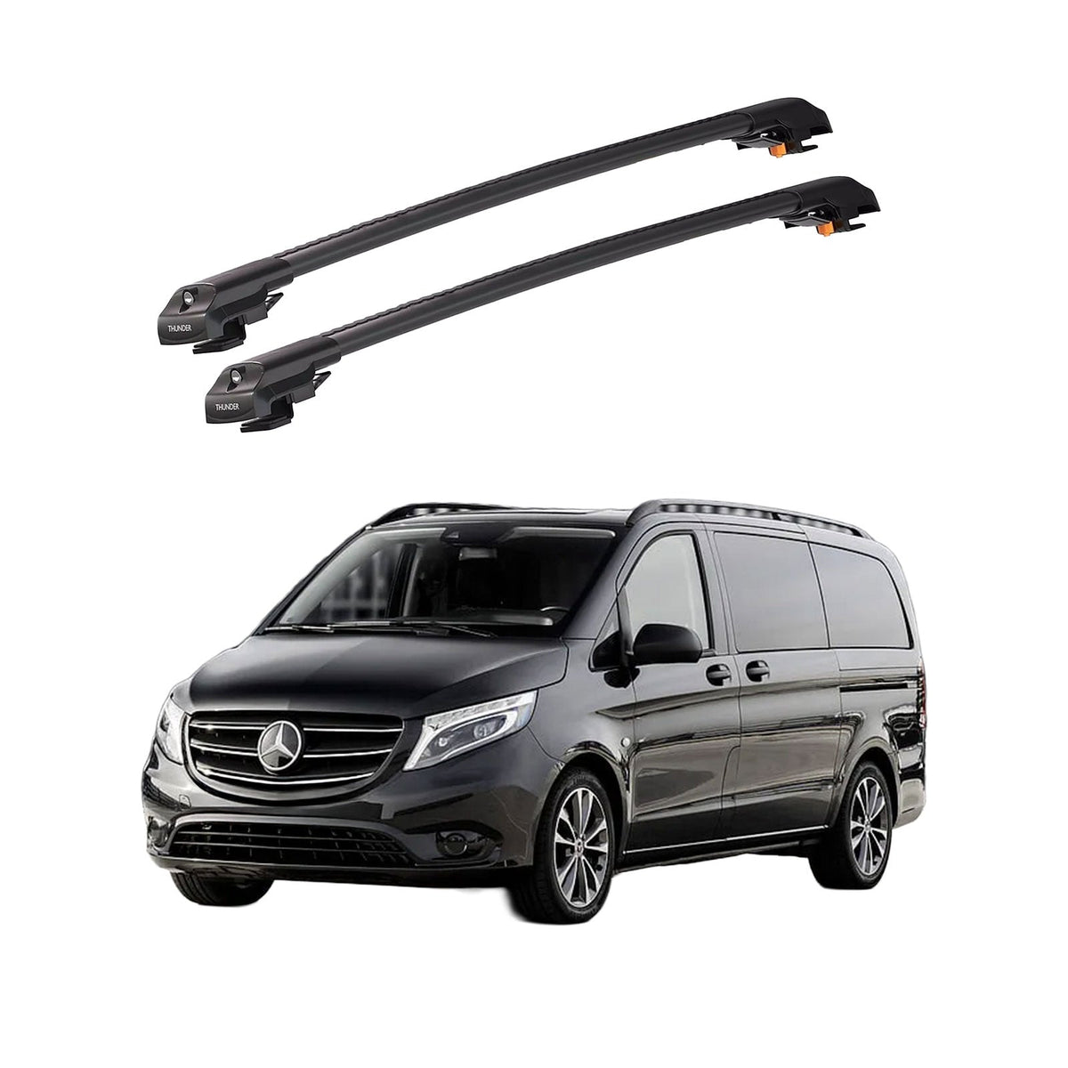 MERCEDES-BENZ VITO 2015 et modèles ultérieurs TRX1 Thunder Carrier Barres transversales pour galerie de toit de voiture, 2 barres