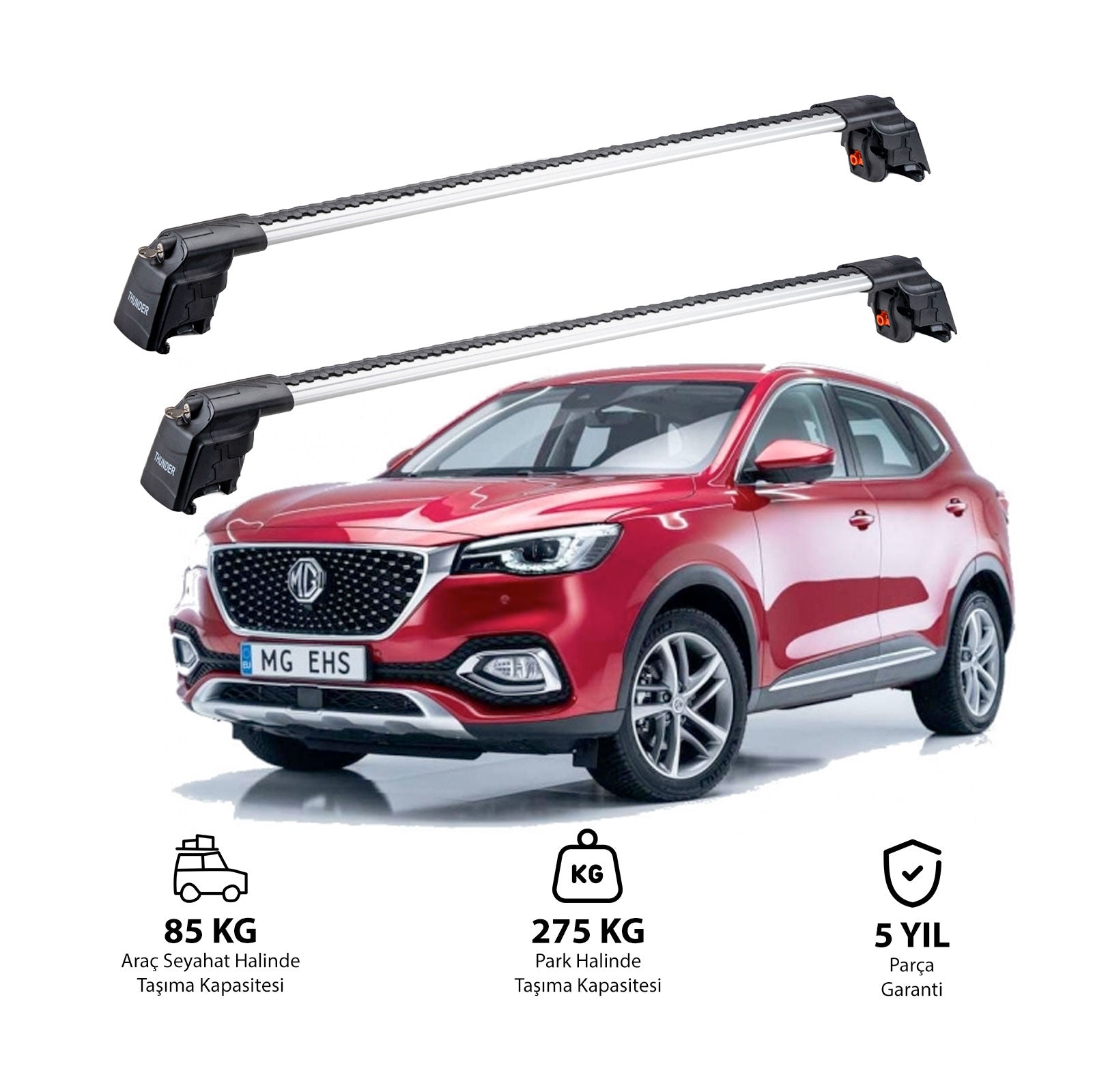 MG EHS 2019 et modèles ultérieurs TRX2 Thunder Carrier Barres transversales pour galerie de toit 2 barres