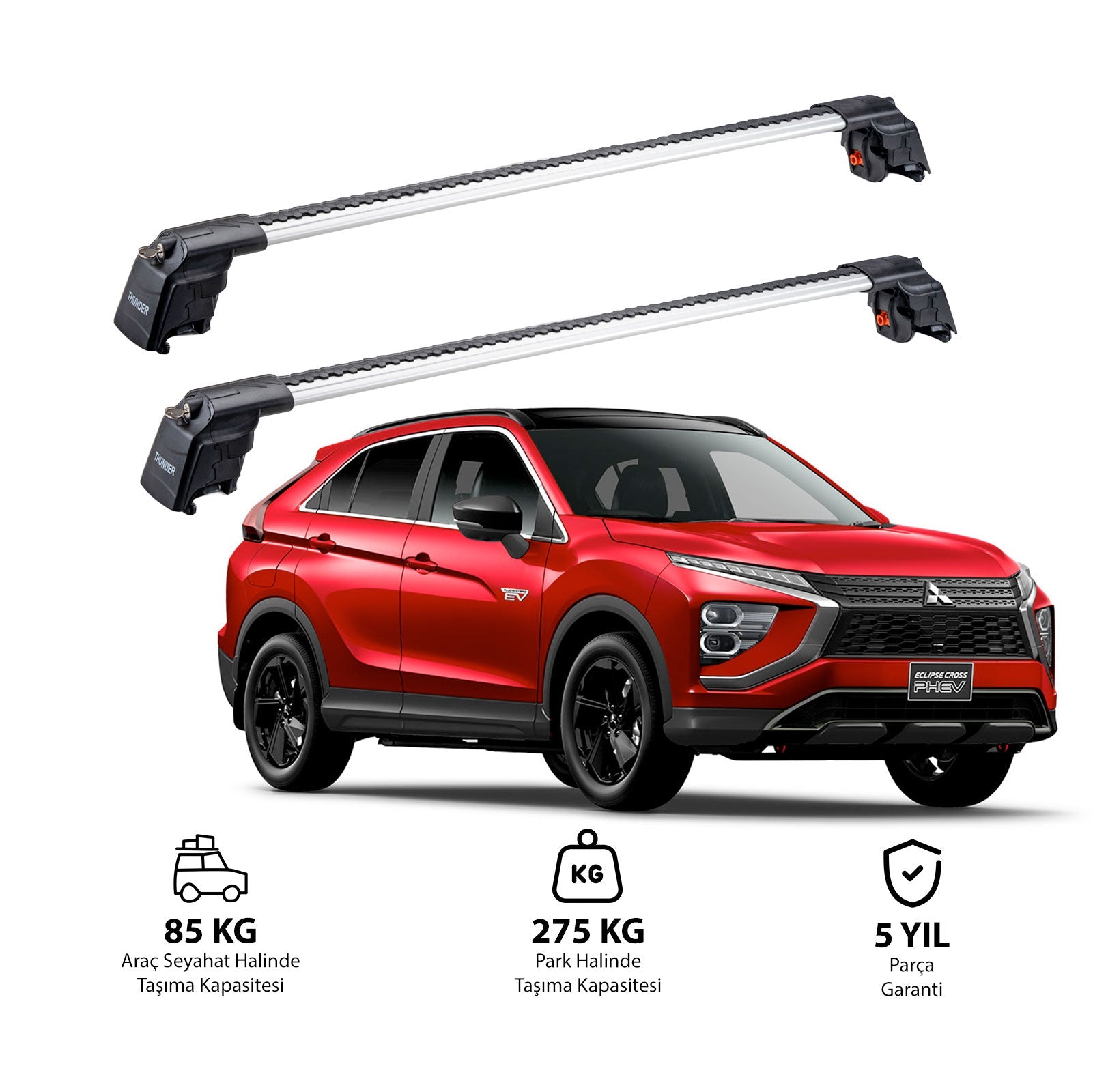 MITSUBISHI ECLIPSE CROSS 2018 et modèles ultérieurs TRX2 Thunder Carrier Barres transversales pour galerie de toit 2 barres