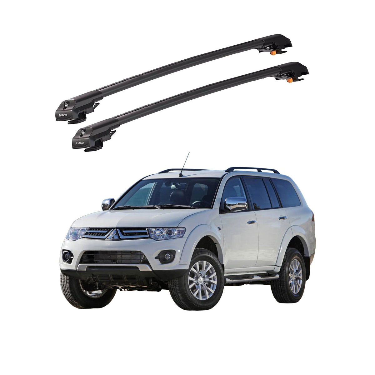 MITSUBISHI PAJERO SPORT 2009-2016 TRX1 Thunder Carrier Barres transversales pour galerie de toit de voiture, 2 barres
