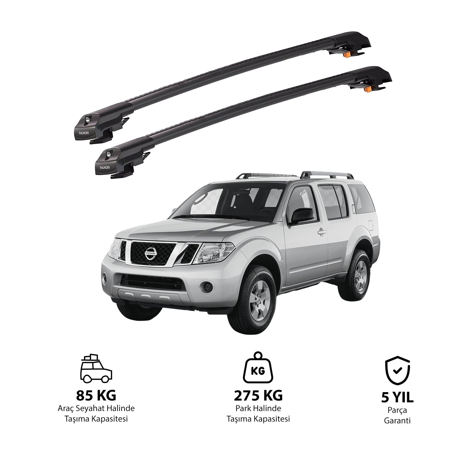 NISSAN PATHFINDER 2005-2012 TRX1 Thunder Carrier Barres transversales pour galerie de toit de voiture, 2 barres
