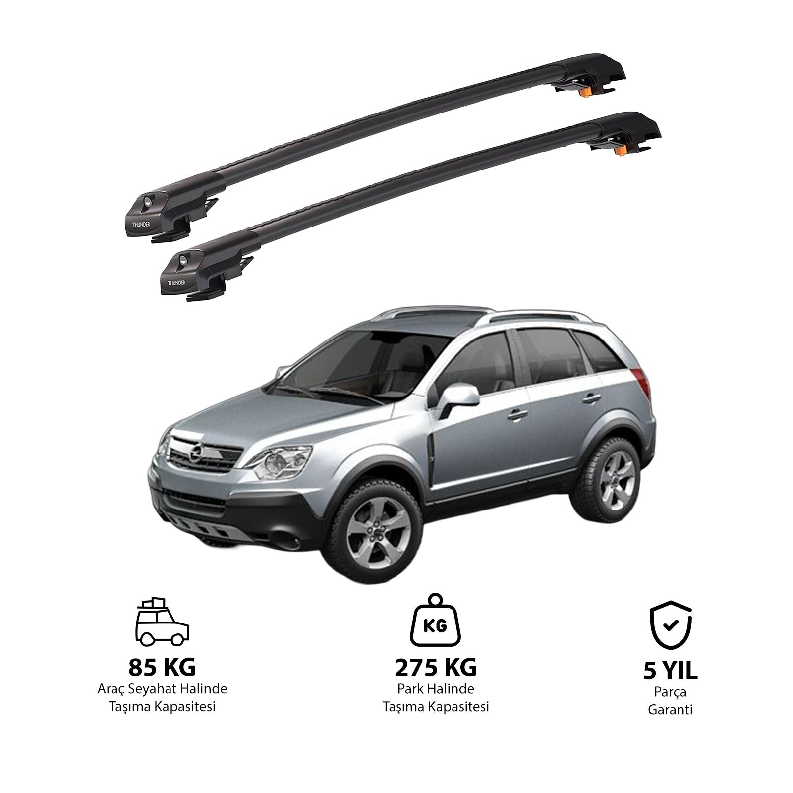 OPEL ZAFİRA 1999-2005 TRX1 Thunder Carrier Barres transversales pour galerie de toit de voiture, 2 barres