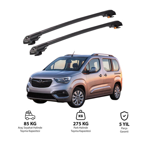 OPEL COMBO LIFE 2019 et modèles ultérieurs TRX1 Thunder Carrier Barres transversales pour galerie de toit de voiture, 2 barres