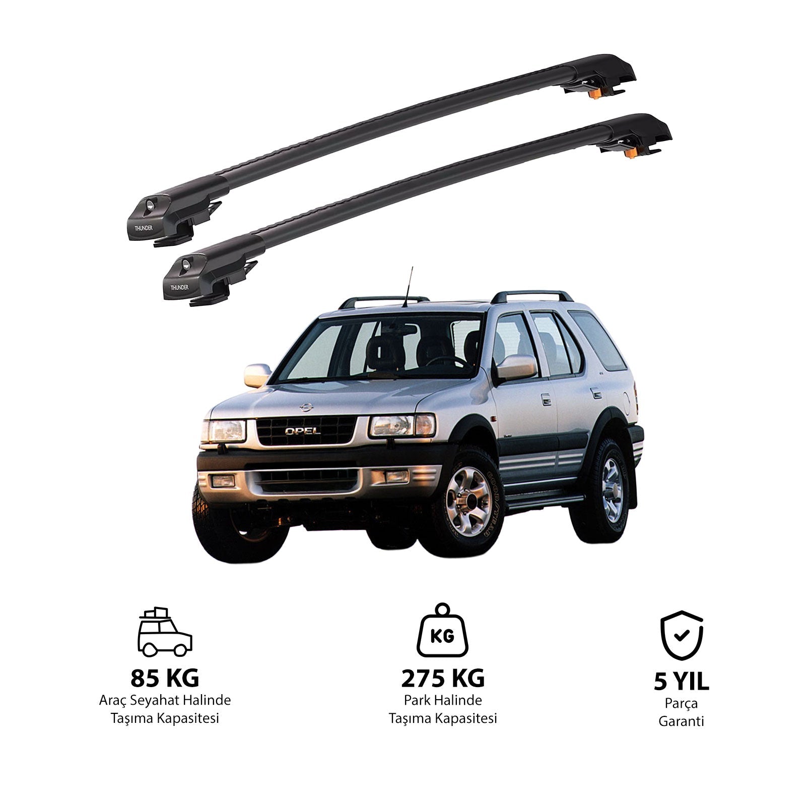 OPEL FRONTERA 1992-1998 TRX1 Thunder Carrier Barres transversales pour galerie de toit de voiture, 2 barres