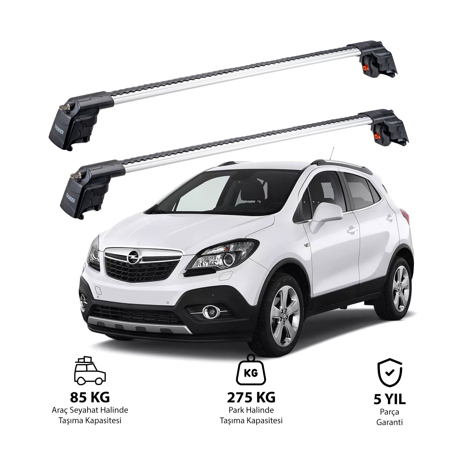 OPEL MOKKA 2013 et modèles ultérieurs TRX2 Thunder Carrier Barres transversales pour galerie de toit 2 barres