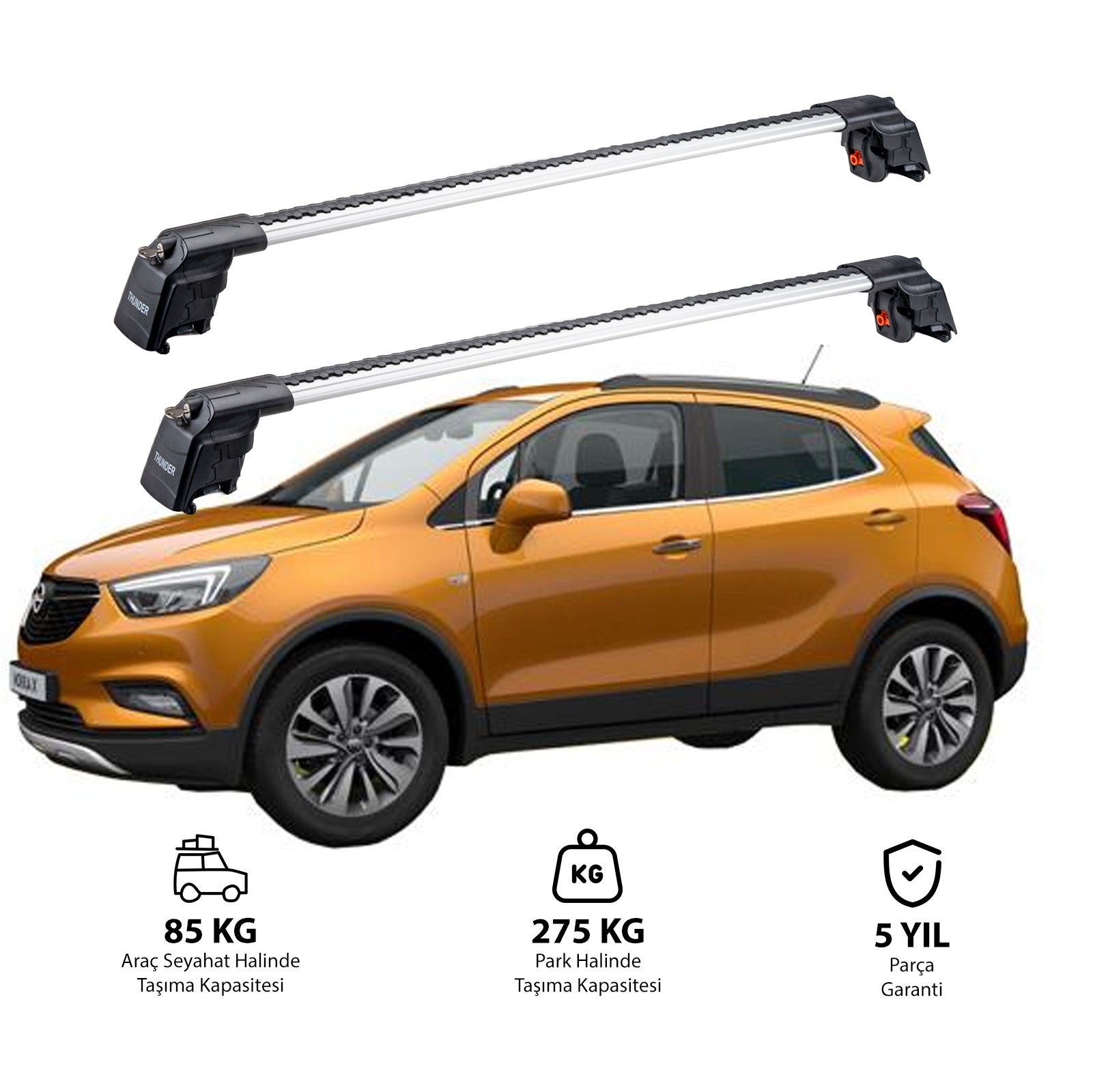 OPEL MOKKA X 2016 et modèles ultérieurs TRX2 Thunder Carrier Barres transversales pour galerie de toit 2 barres