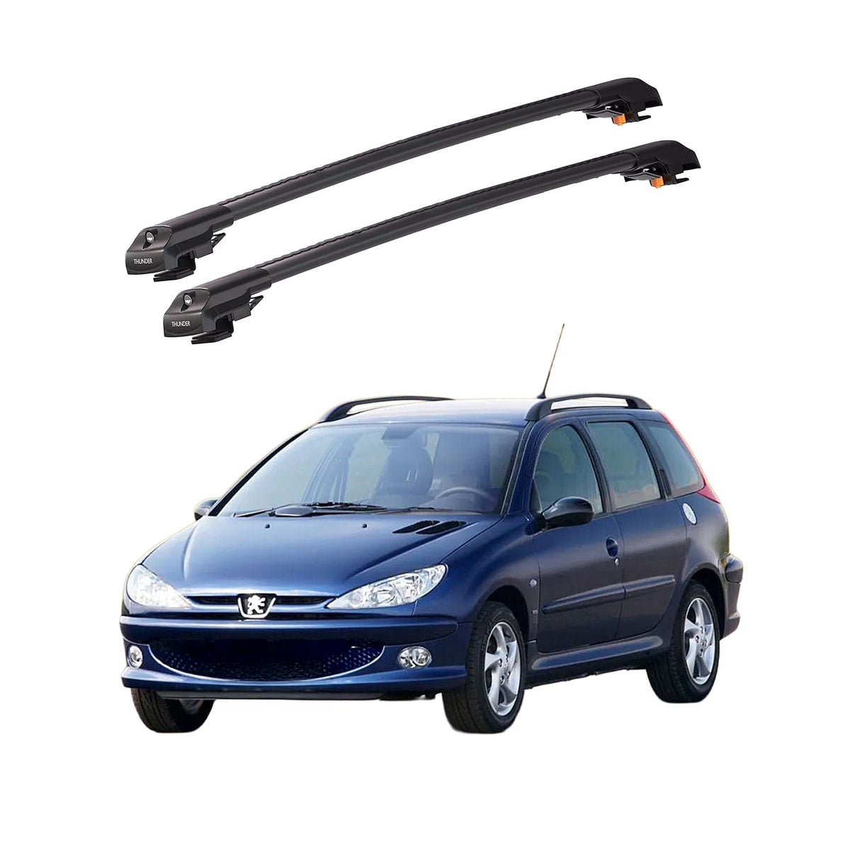 PEUGEOT 206 SW 2002-2008 TRX1 Thunder Carrier Barres transversales pour galerie de toit de voiture, 2 barres