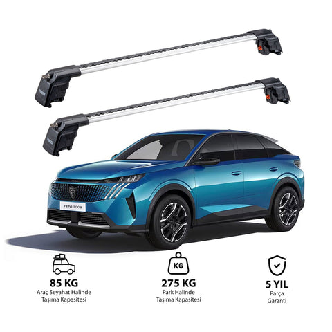 PEUGEOT 3008 2017 et modèles ultérieurs TRX2 Thunder Carrier Barres transversales pour galerie de toit 2 barres