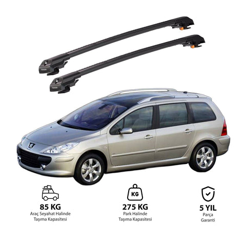 PEUGEOT 307 SW 2002-2008 TRX1 Thunder Carrier Barres transversales pour galerie de toit de voiture, 2 barres