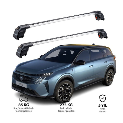 PEUGEOT 5008-E 2024 et modèles ultérieurs TRX2 Thunder Carrier Barres transversales pour galerie de toit 2 barres