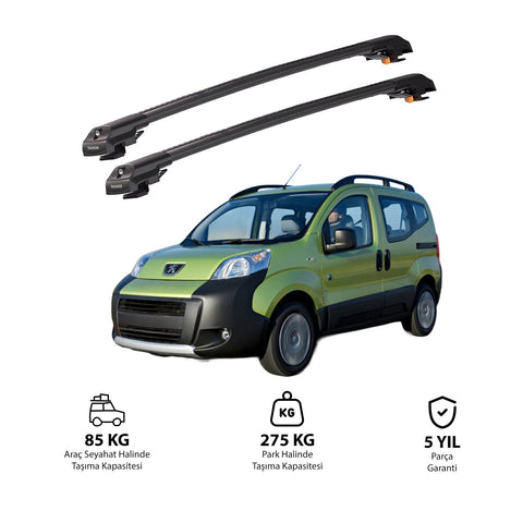 PEUGEOT BIPPER 2008 et modèles ultérieurs TRX1 Thunder Carrier Barres transversales pour galerie de toit de voiture, 2 barres