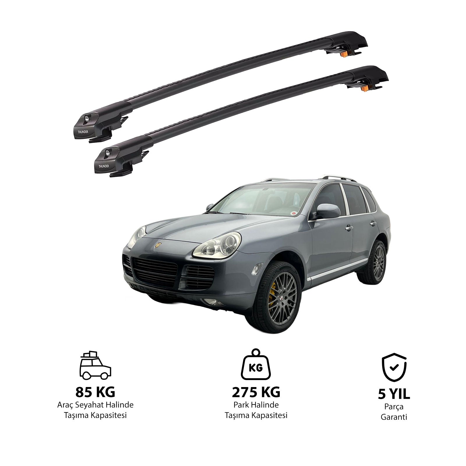PORSCHE CAYENNE 2002-2010 TRX1 Thunder Carrier Barres transversales pour galerie de toit de voiture, 2 barres
