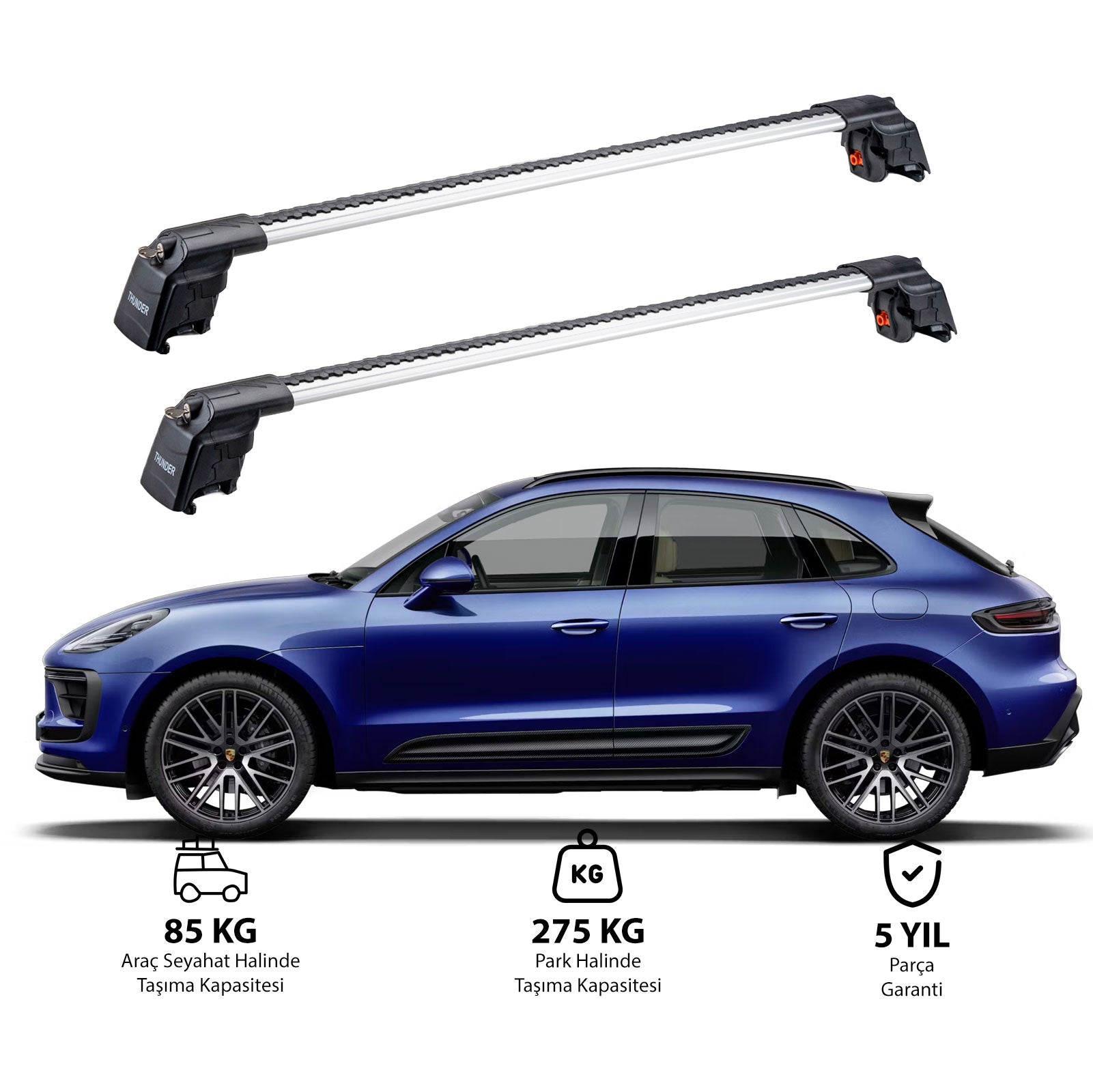 PORSCHE MACAN 2014 et modèles ultérieurs TRX2 Thunder Carrier Barres transversales pour galerie de toit 2 barres