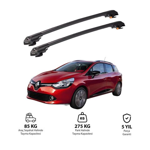 RENAULT CLIO 2013 et modèles ultérieurs TRX1 Thunder Carrier Barres transversales pour galerie de toit de voiture, 2 barres
